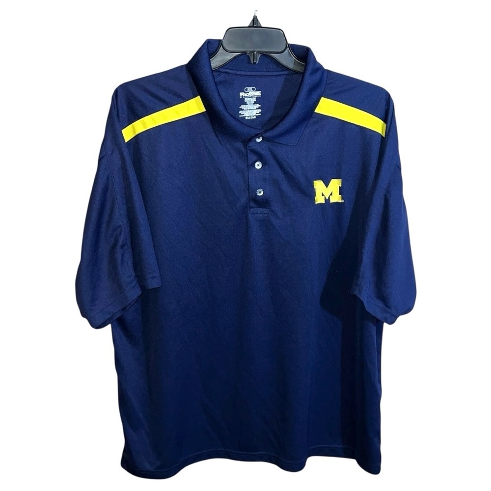 Pro Edge Polo Shirt Men’s Size 2XL Blue Yellow University Of Michigan Active